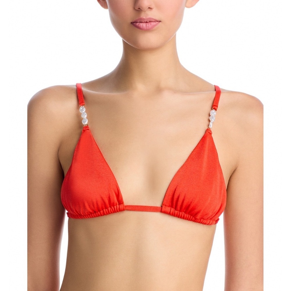 Palmacea Kade Bikini Top Pepper Red Triangle Bead Detail Size Medium NEW
